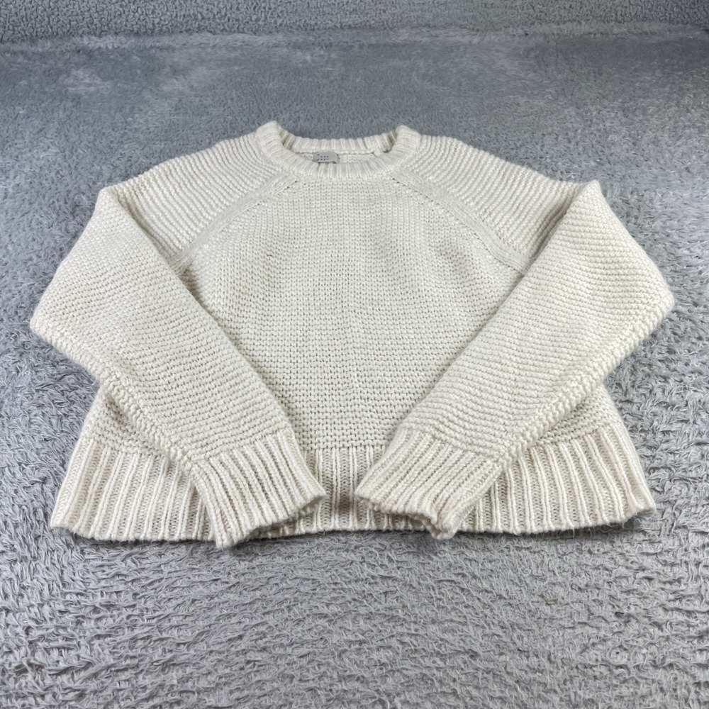 A New Day Cream White Chunky Knit Raglan Sweater Small Womens Crewneck Pullover